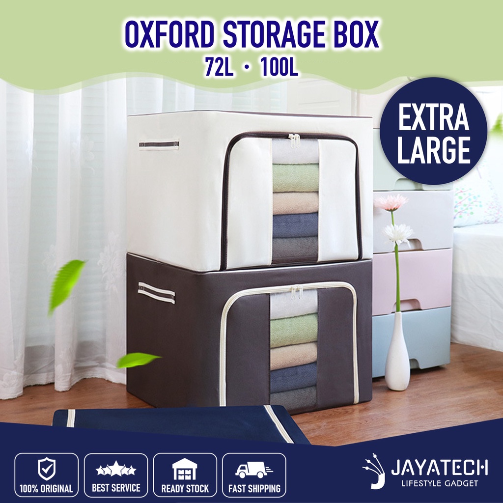 72L / 100L OXFORD STORAGE BOX FOLDABLE LARGE STORAGE BOX CLOTH STORAGE