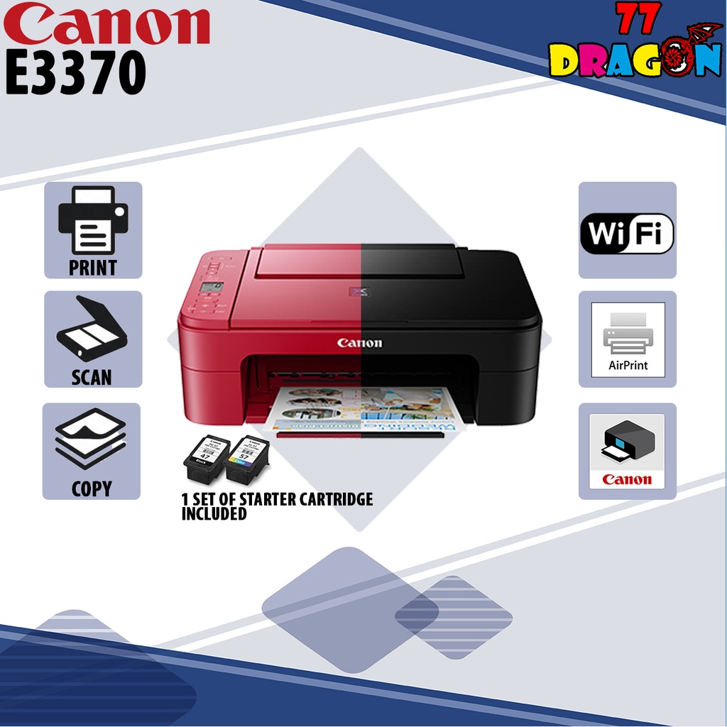 Canon Wireless AllinOne E3370 Pixma (PRINT, SCAN, COPY) Wireless