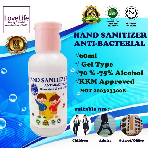 ALCOHOL HAND SANITIZER ANTI BACTERIAL 40ml & 60ml KKM APPROVE Shopee