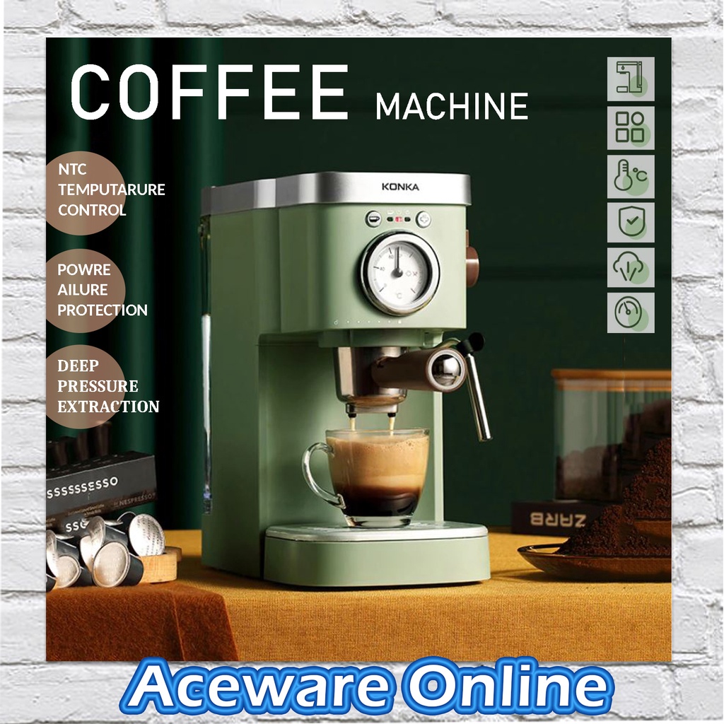 KONKA 3 in 1 Espresso Coffee Machine Espresso Italian Semiautomatic Capsule Coffee Maker Filter