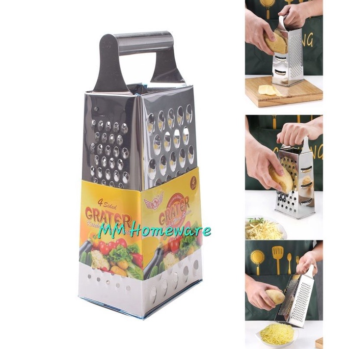 4 Sided Stainless Steel Box Cheese Carrot Food Grater Shredder Slicer
