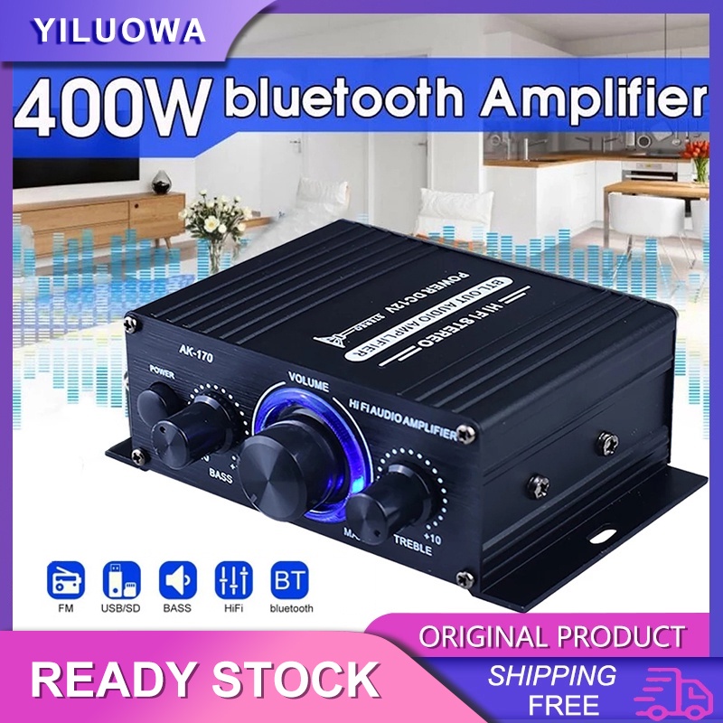 400W 12V Hifi Power Amplifier Stereo Home Car BASS Audio Amp Car Speaker Class D Car Home Sound
