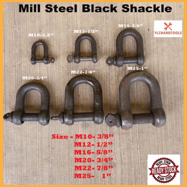 MILL STEEL BLACK D SHACKLE (M24) Shopee Malaysia