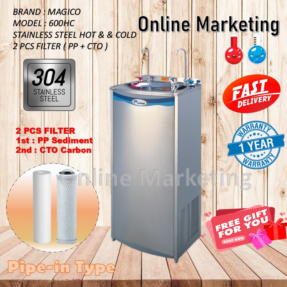 Stainless Steel & Heavy Duty Hot & Cold PipeIn Water Cooler Water