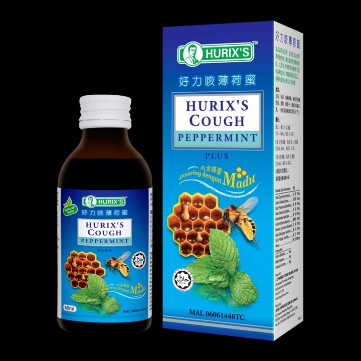 Hurix's Cough Peppermint plus Honey Cough Syrup (60ml 602721 ,100ml