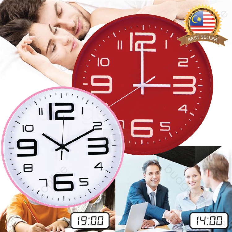 25CM/30CM Quartz Analog Wall Clock Round Clocks with LCD Number Home