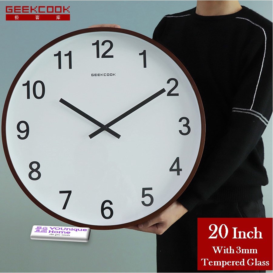 Enlarge Modern Nordic 20 Inch Wall Clock Numeral Scale Big Time Wood
