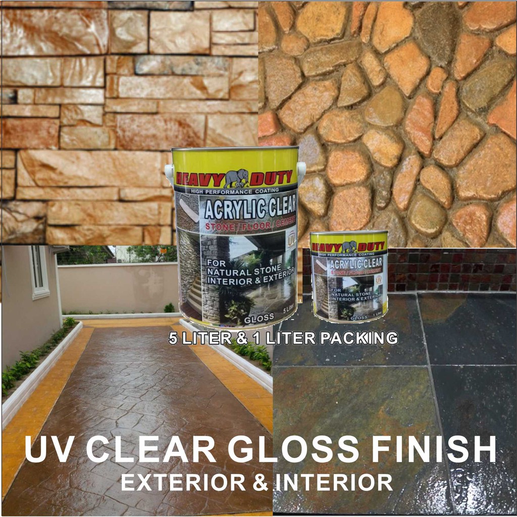 1L ACRYLIC CLEAR HEAVY DUTY ( CLEAR GLOSS ) EXTERIOR & INTERIOR Stone