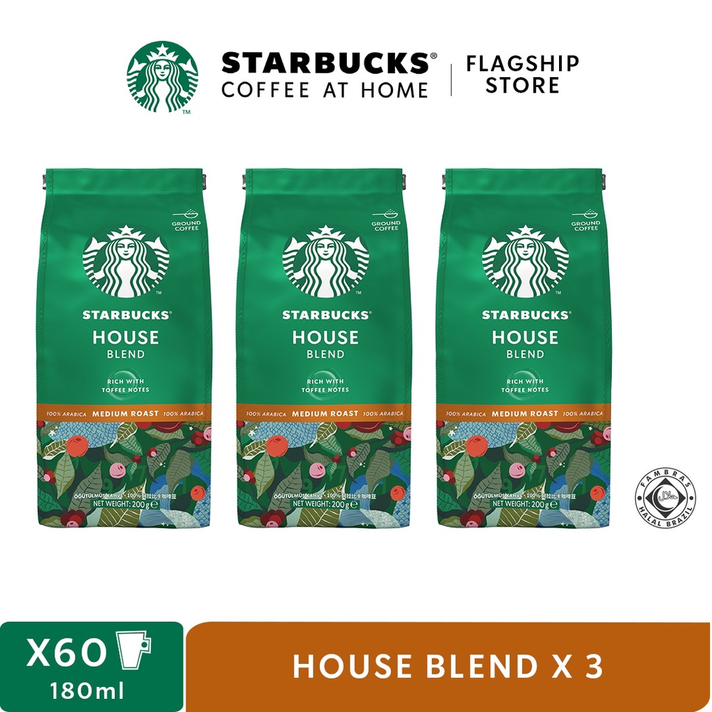 [Pack of 3] STARBUCKS House Blend Medium Roast Ground Coffee, 200g Bag Shopee Malaysia