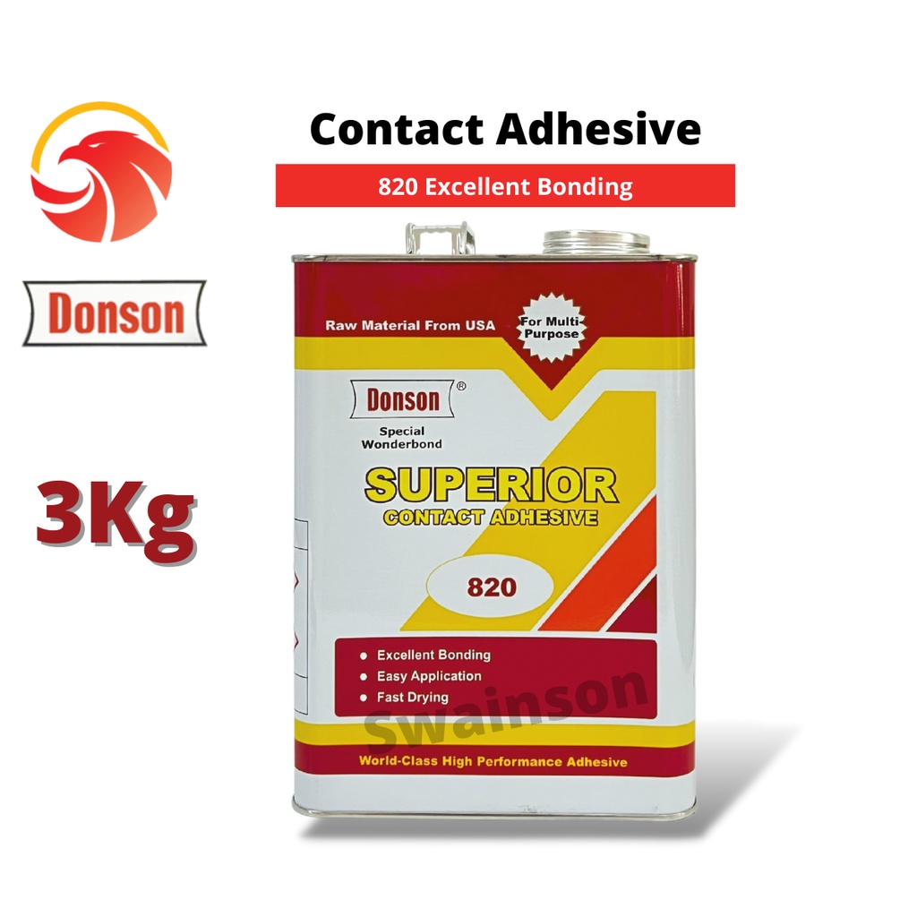 Donson 820 Contact Adhesive 3kg Formica Glue HPL Gum Yellow Glue Pvc