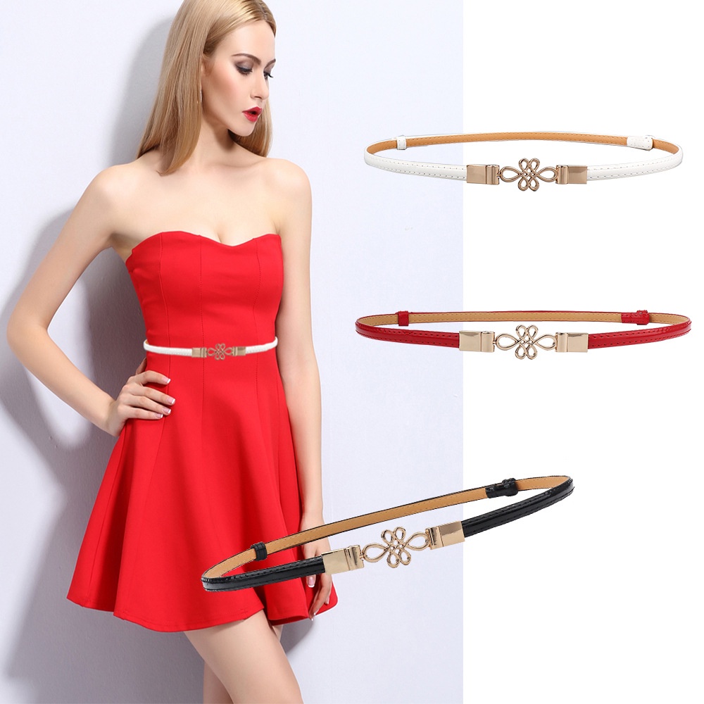Korean Fashion Women Belt Leather Thin Waist Belts Adjustable PU