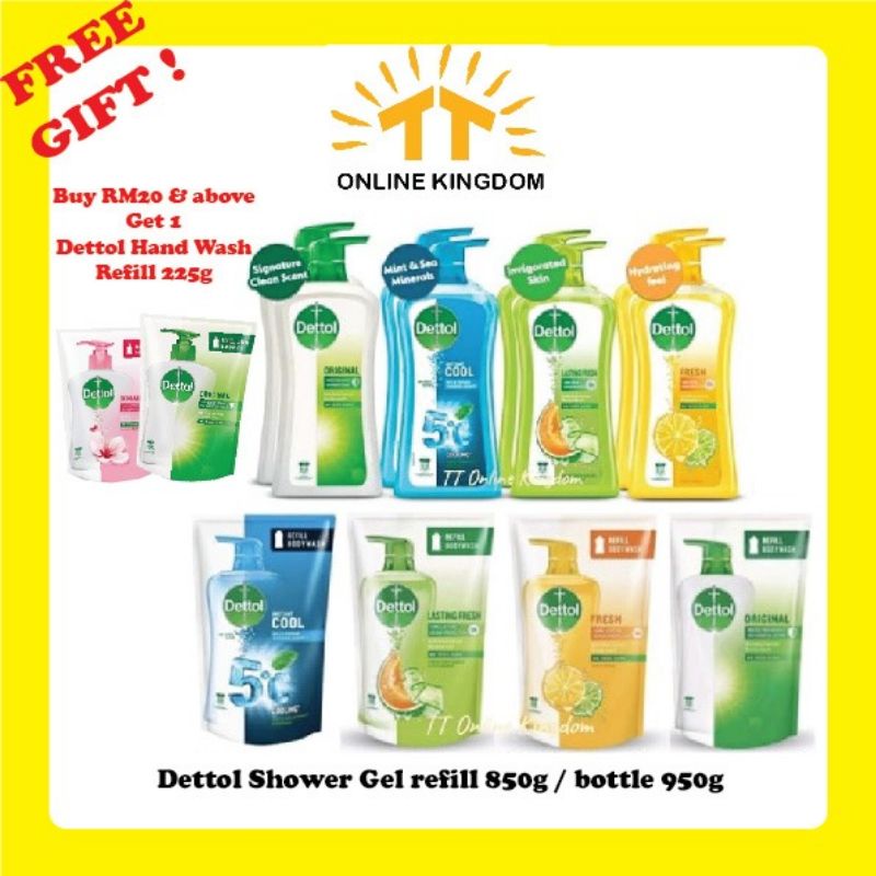 Dettol Shower Gel refill 750g / bottle 950g Shopee Malaysia