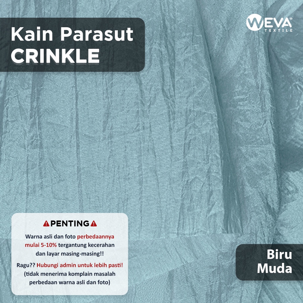 Weva Textile Premium Crinkle Fabric Material Light Blue Parachute