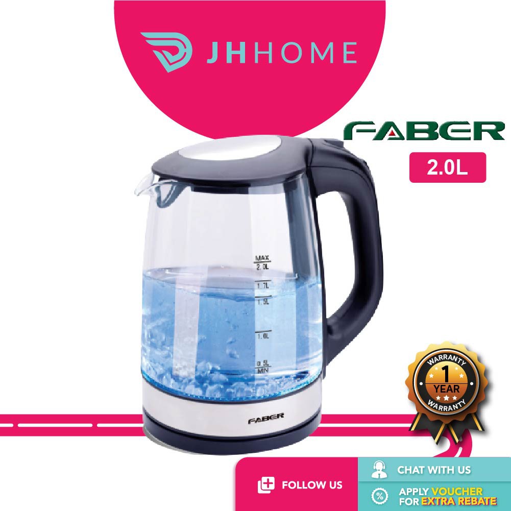 Faber Fck Cristallo Glass Jug Kettle (2 L) 180Bk/Elba Glass Jug Kettle