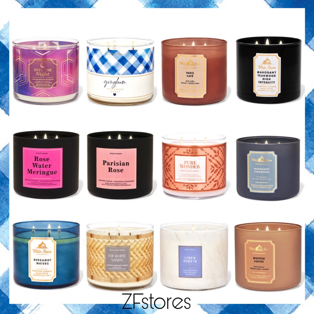 Bath and Body Works Candle MAHOGANY TEAKWOOD PARISIAN ROSE WATER MERINGUE LINEN SHEETS PARIS