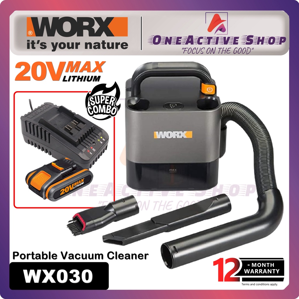 WORX 20V Cordless Portable Vacuum Cleaner WX030 - 1 Year Warranty