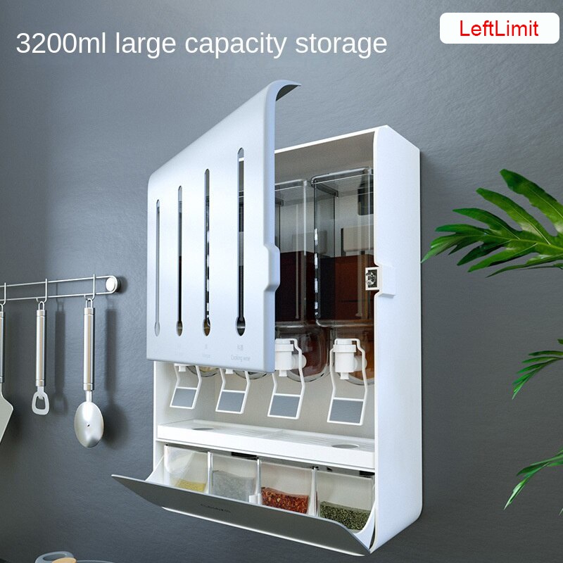 Kitchen Condiments Organizer Wall Mounted Shelf White Wall Storage