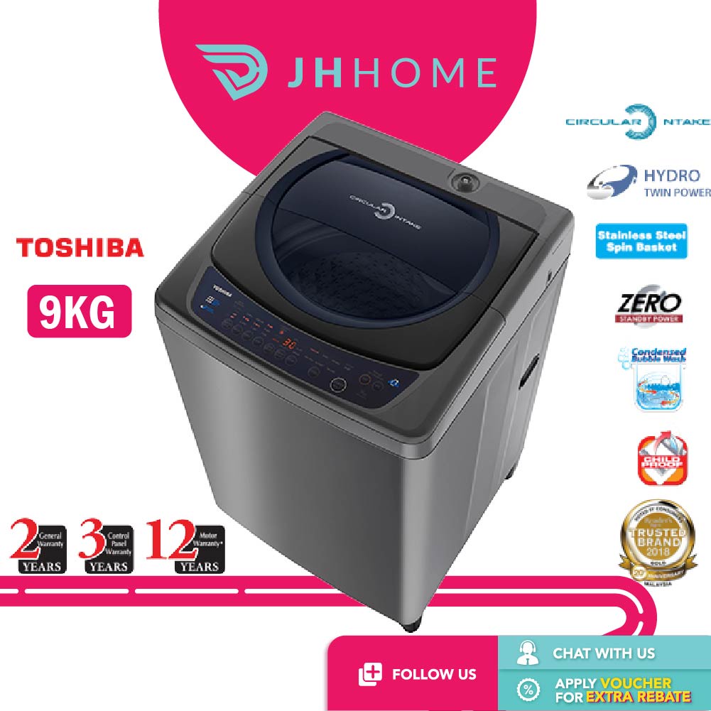Toshiba 9KG Top Load Washing Machine Super Spin Dry Washer AWH1000GM(SB) Shopee Malaysia