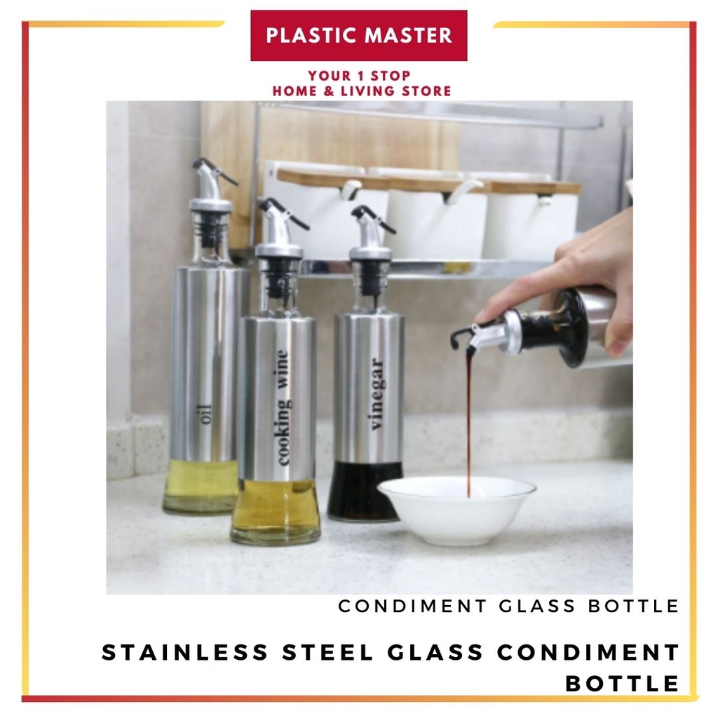Kitchen Oil Glass Bottle Storage Control Oil Output Stainless Steel