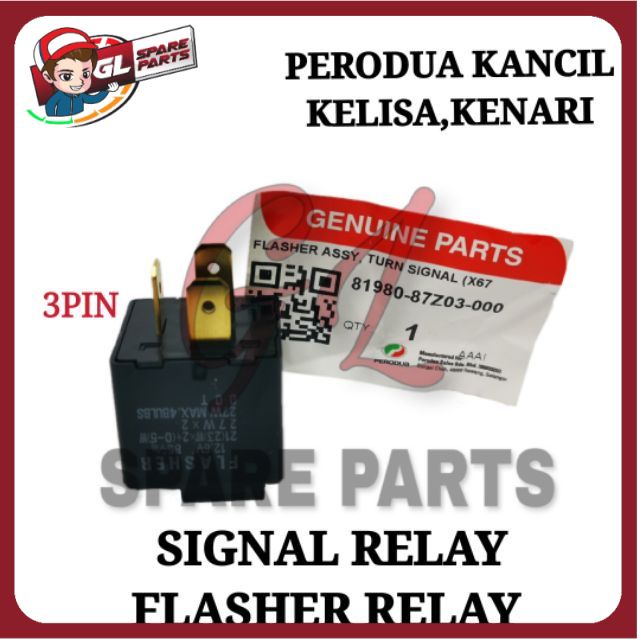 FLASHER RELAY SIGNAL RELAY(3PIN)KANCIL,KELISA,KENARI (8198087Z03000