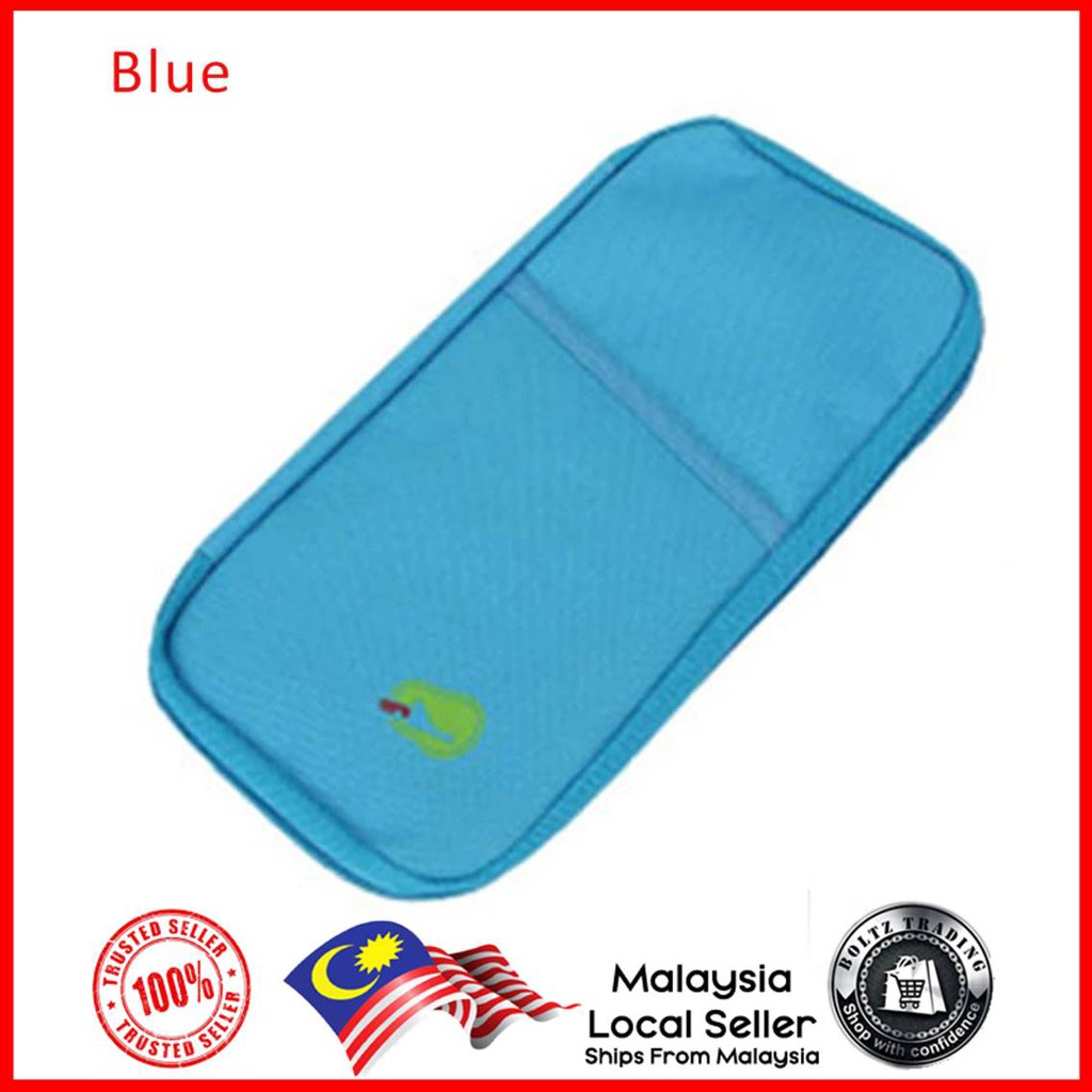 Travel Organizer Bag Pocket for Passport Cards Wallets Documents (Blue