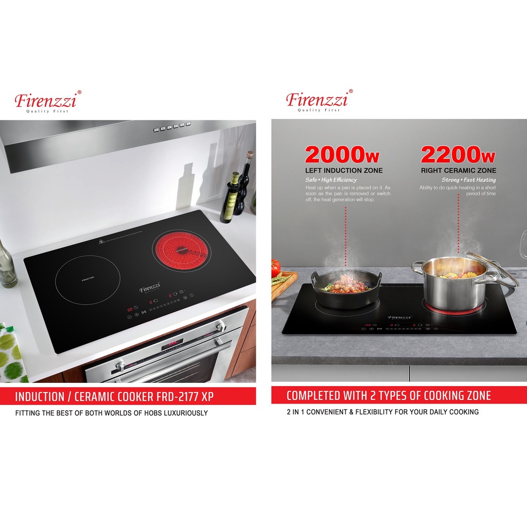 FIRENZZI FRD2177 XP Touch Control Panel Ceramic + Induction Electric