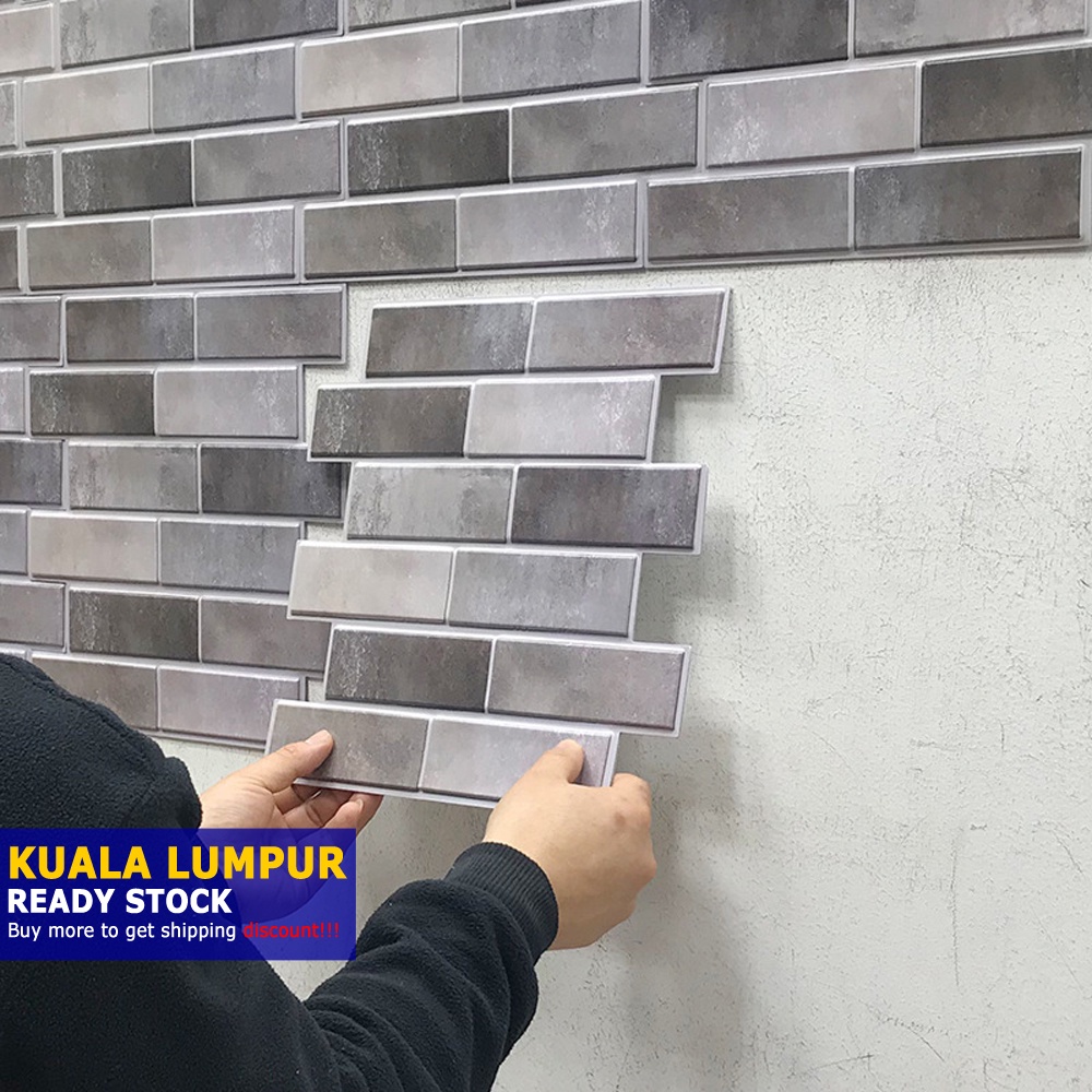 3D Effect Brick Pattern Wall SelfAdhesive Water Resistant Wallpaper