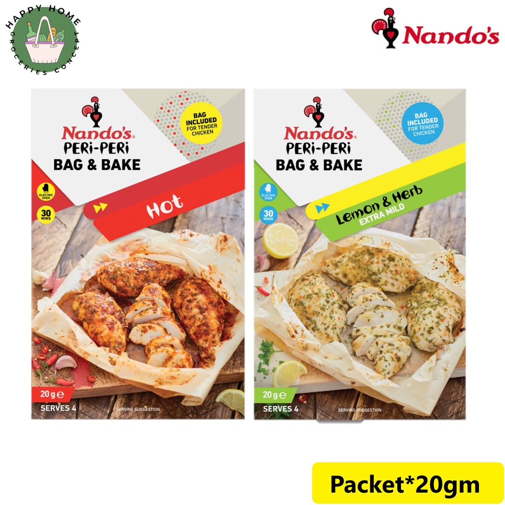 Nando's Peri Peri Hot / Lemon & Herbs Bag & Bake (Packet*20gm) Shopee