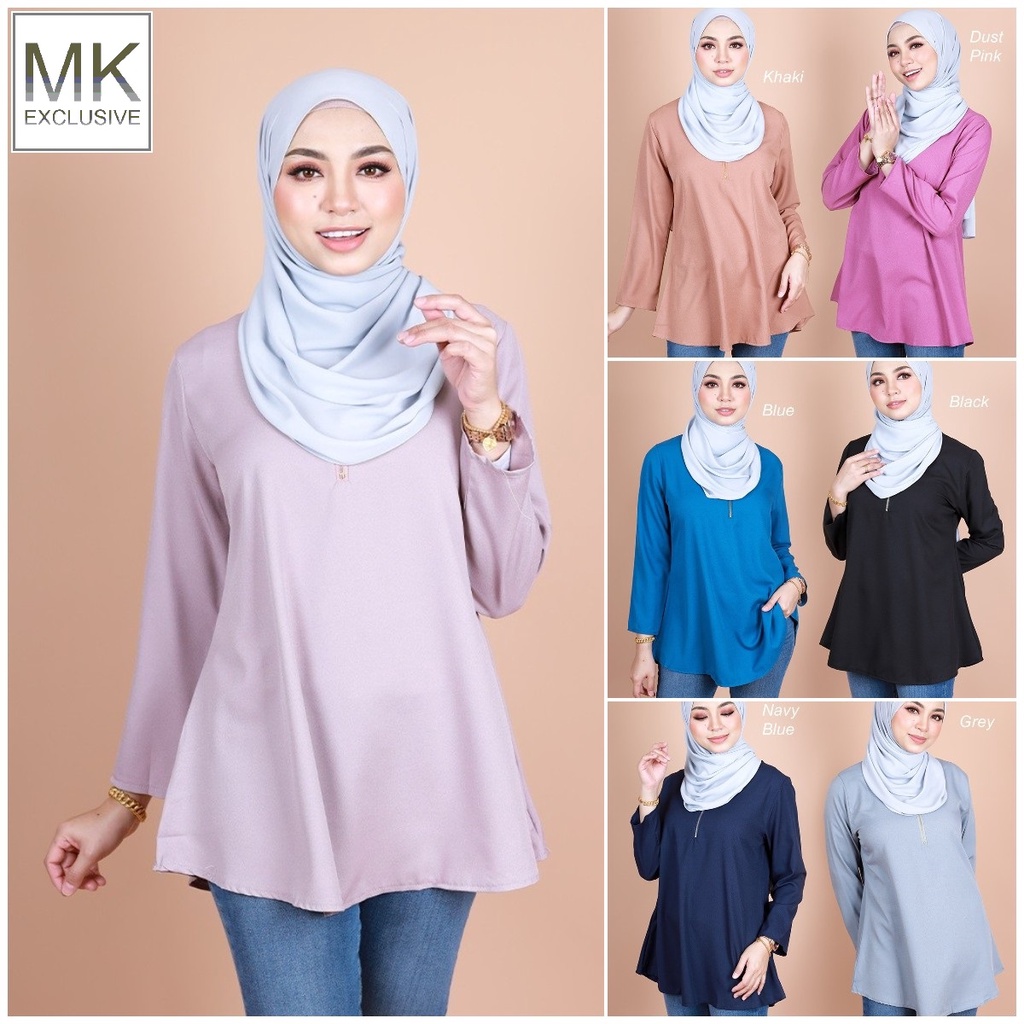 MK Women Blouses Muslimah Blouse Premium Baju Wanita Crepe Material