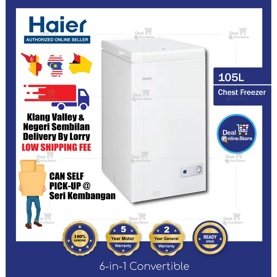 Haier(105L) Chest Freezer 1 door / Peti Sejuk Beku 1 Pintu Convertible (Freezer Fridge) Model