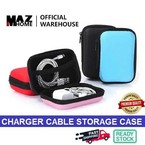 Data Cable Storage Case Charger Power Bank Rectangular Box Zipper Bag