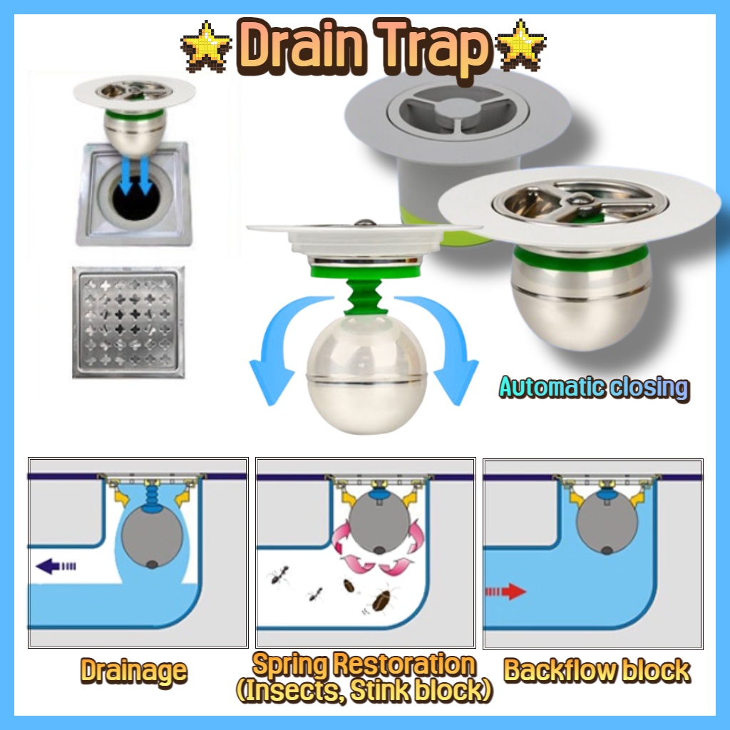 Stainless Steel Floor Trap Stop Drain Odors, Bugs & Floor Drains in