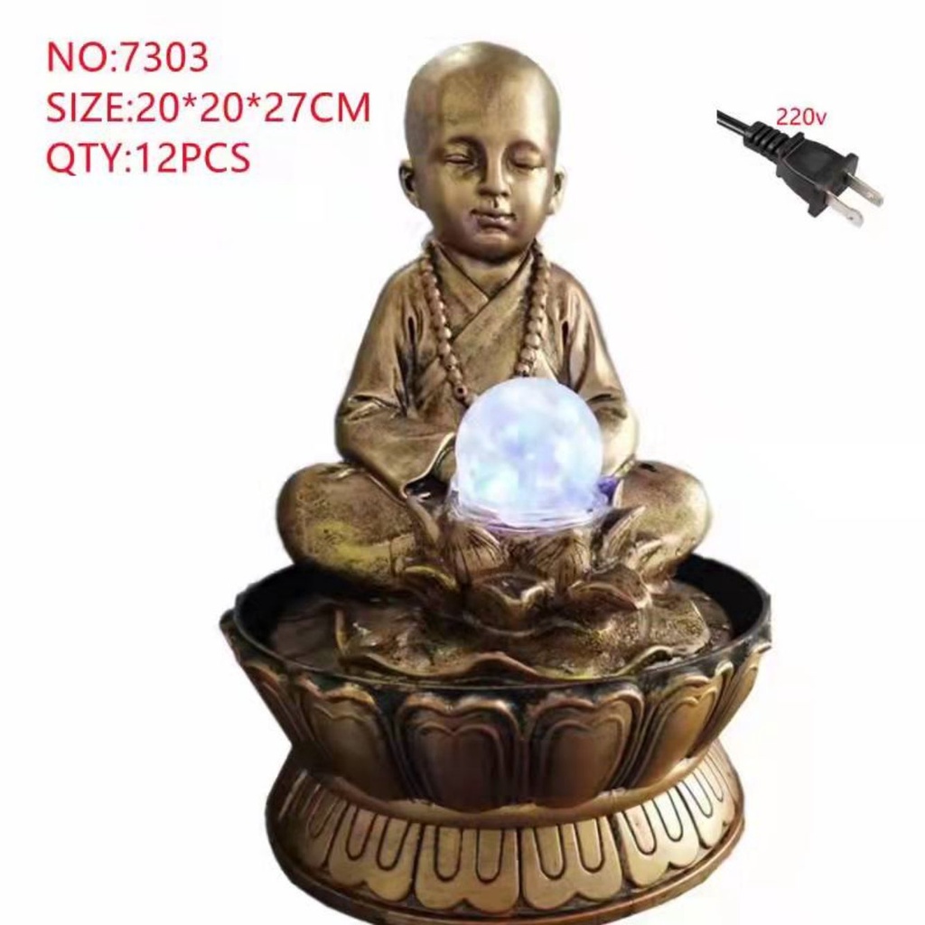 Buddha shaolin water wheel fountain good luck charms protection home