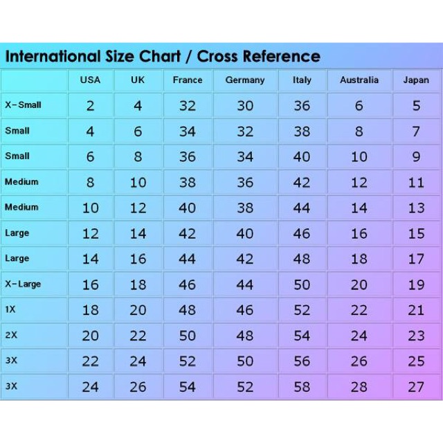 Size Chart Cross Reference 😊 | Shopee Malaysia
