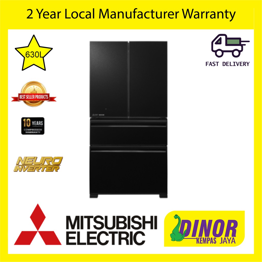 Mitsubishi 630L Fridge 4Door Multi Drawer with Glass Door & Ice Maker