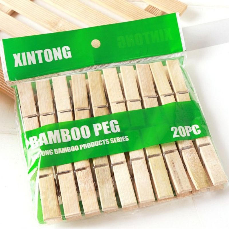 20pcs Bamboo Clip Clothes Clip Multifunctional Clothes Clip Windproof