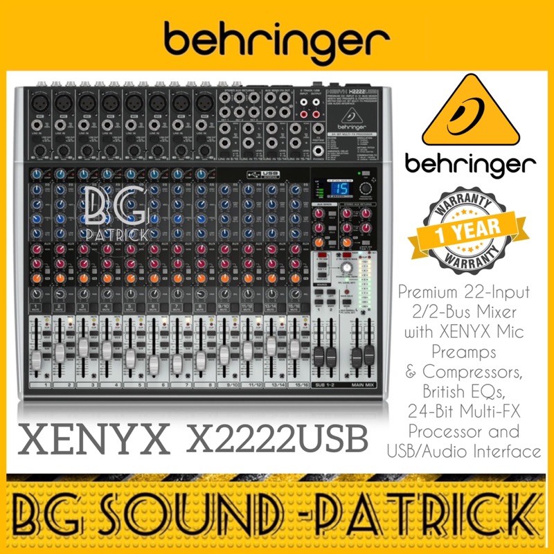 Behringer XENYX X2222USB 22Input 2/2Bus Mixer with FX and Usb/Audio