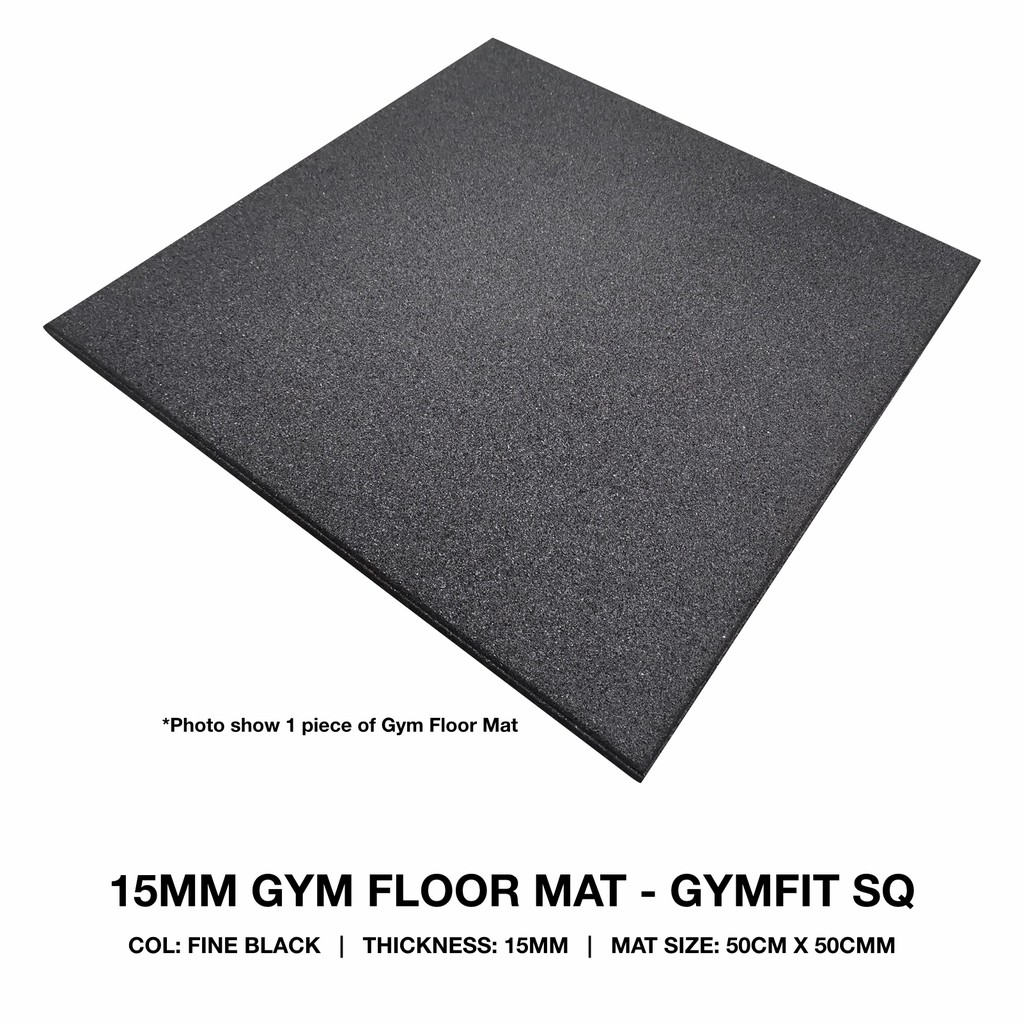 15MM RUBBER GYM FLOOR MAT GYMFIT SQFINE BLACK/ 50CM X 50CM Shopee