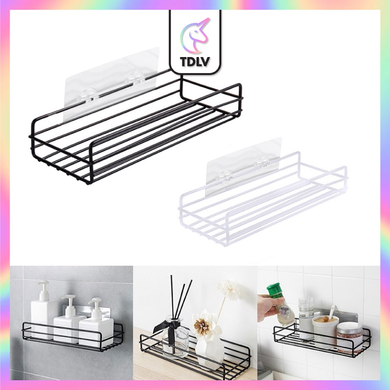 TDLV Wrought Iron Bathroom Shelf Toiletry Shelf Bedroom Storage Kitchen