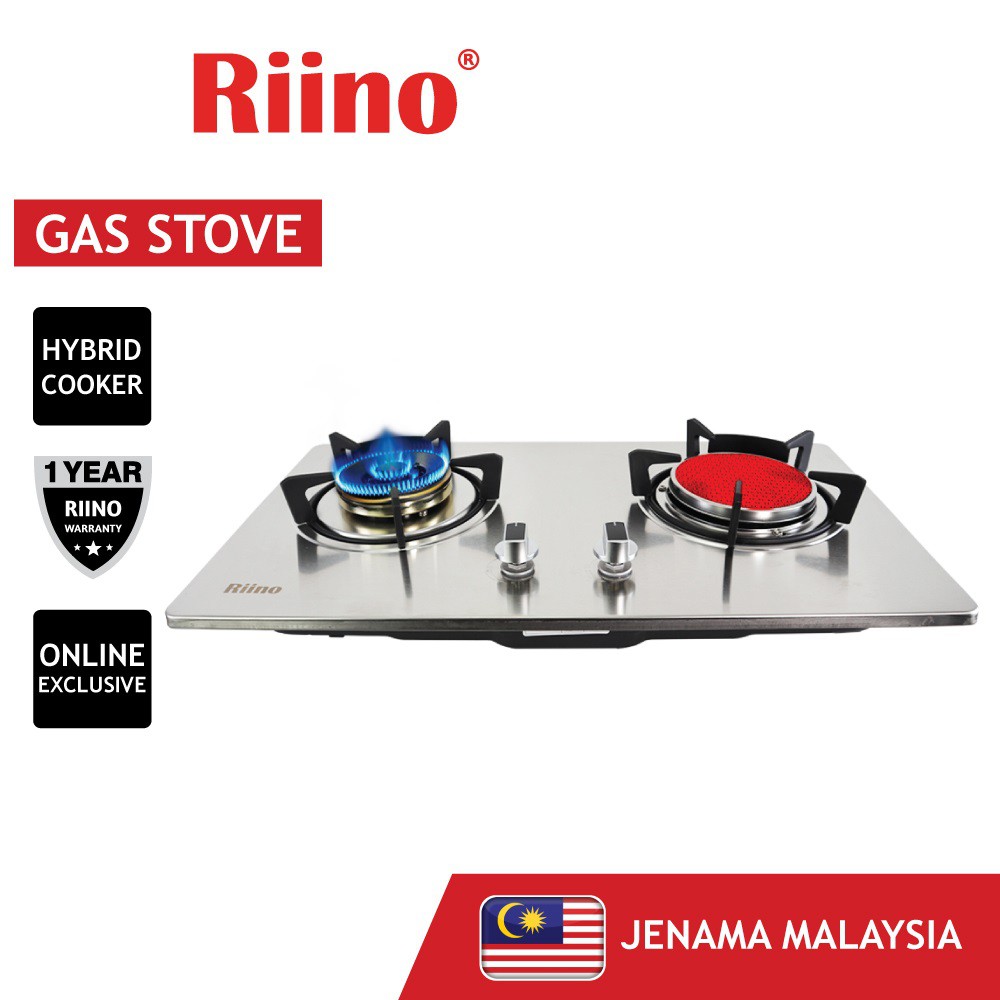 Riino BuildIN 304 Stainless Steel Gas Stove with 2 Burner Stove Hybrid