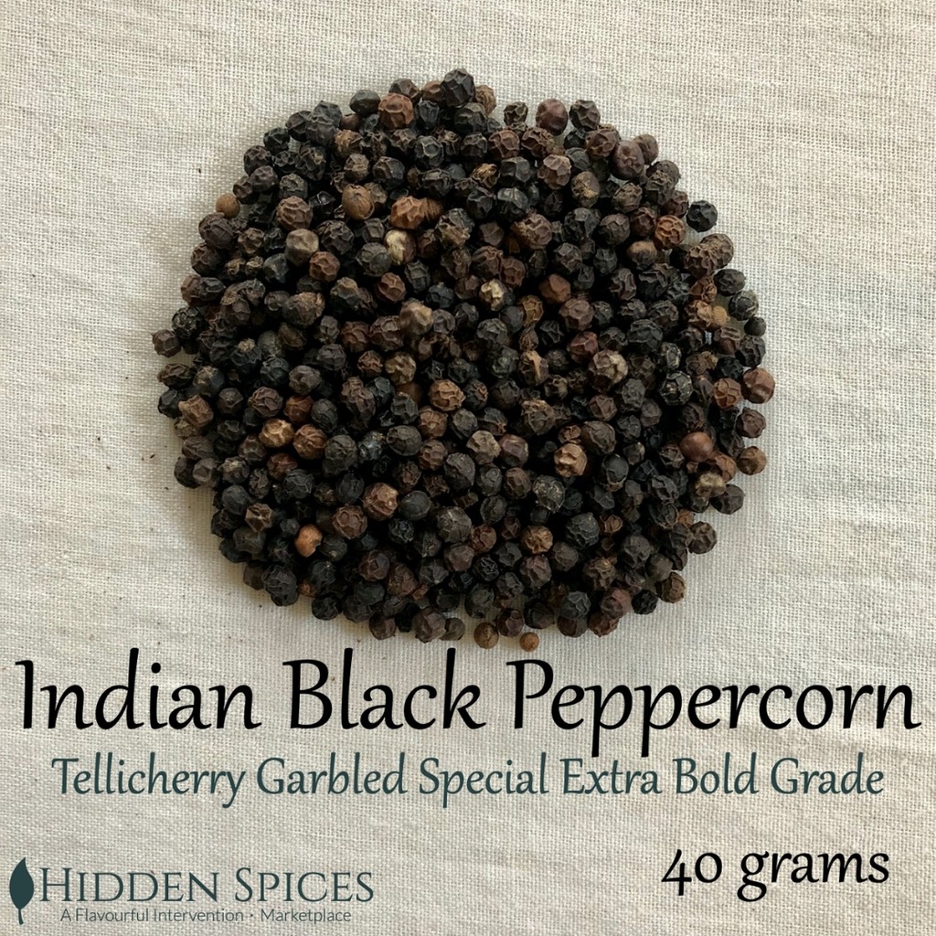 Organic Indian Tellicherry Garbled Special Extra Bold Black Pepper (40g