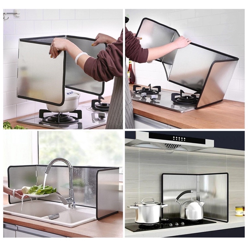 🔥 SOLID 🔥 Stainless Steel Oil Block Removable Kitchen Baffle Foldable