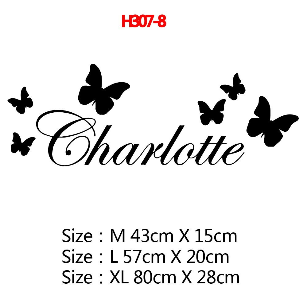 Personalized Custom Name Butterfly Wall Sticker Wallpaper For Nursery