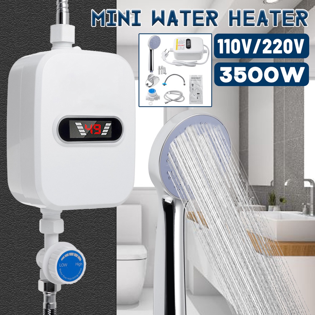 3500W Shower Water Heater Wall Mounted Instant Mini Electric Water