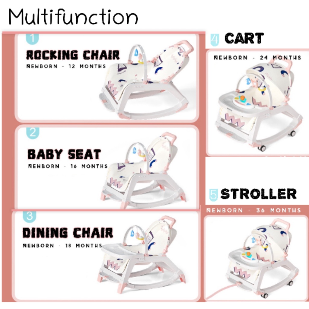 [HARI RAYA CLEARANCE CHEAPEST🤩] Multifunction 5in1 Baby Rocking Chair