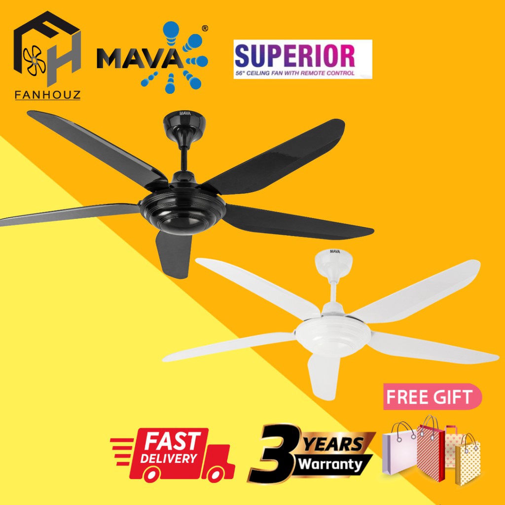 MAVA 56" SUPERIOR CEILING FAN WITH REMOTE CONTROL / 5 BLADES / KIPAS