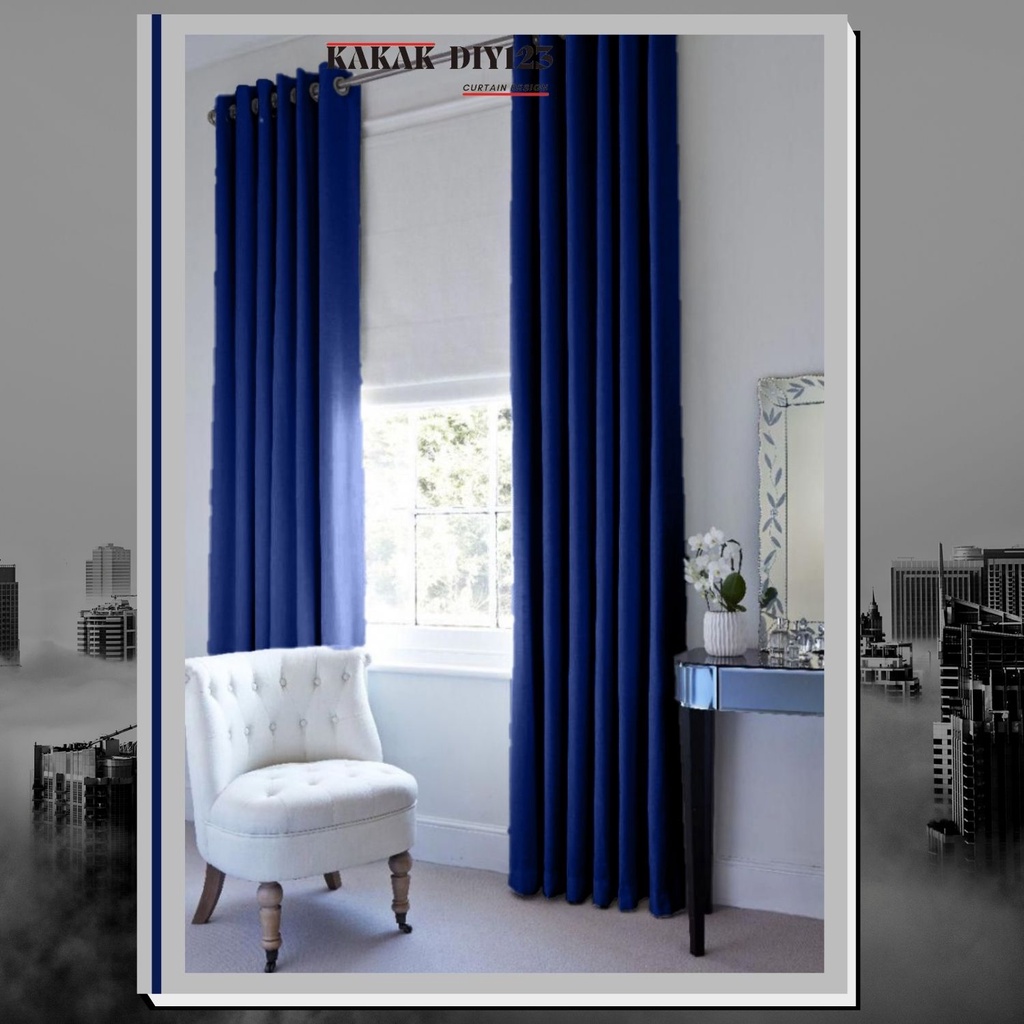 G13 Ready Made Curtain!!! Siap Jahit Langsir,Langsir RAYA Kain Tebal(JENIS Eyelet)Living Room