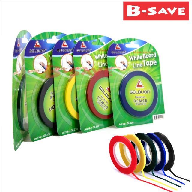 Gold Lion PVC Border Lining Tape Whiteboard Line Tape 3mm x 30meter