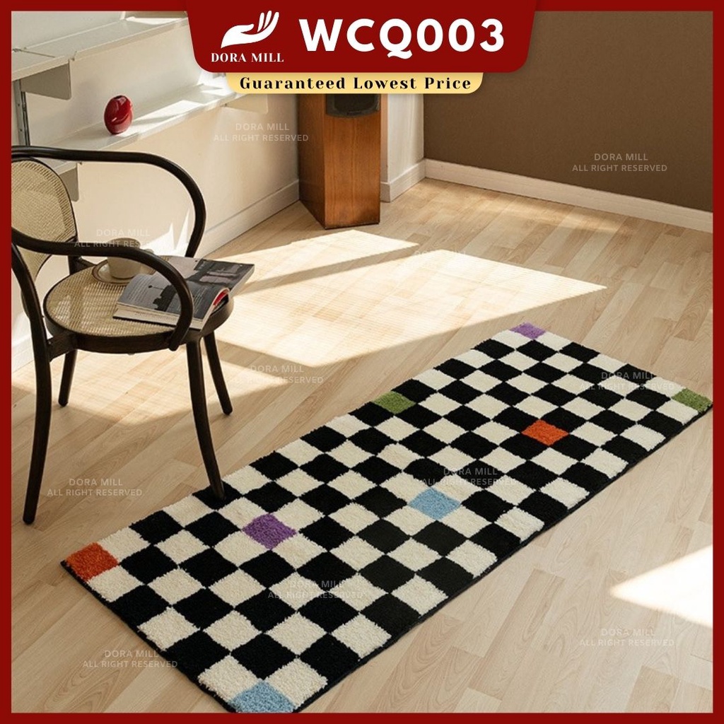 DORAMILL Minimalist Carpet Floor Mat Checkered Chess Board Grid Box