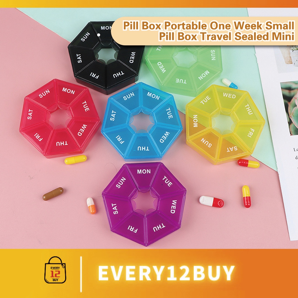 7 SLOTS 7 GRID PORTABLE SMALL MEDICINE PILL BOX/ PILL STORAGE/ TABLET